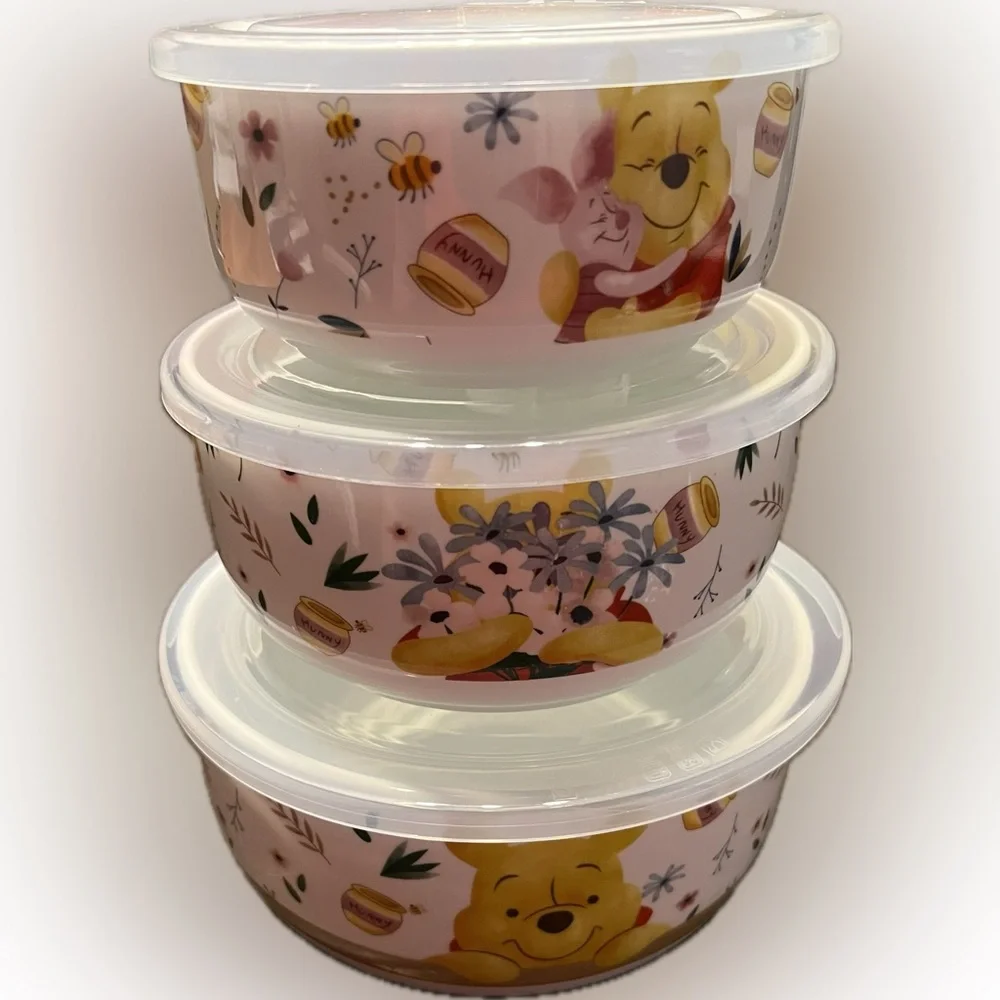 Disney Winnie the Pooh Honey Pot Flowers Bowls with Pressure Release Lids